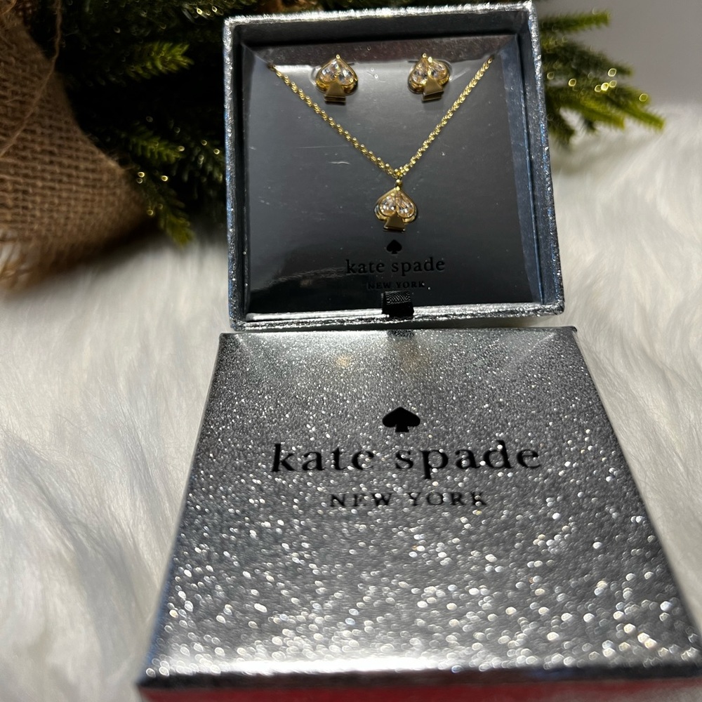 NIB. Kate Spade earrings & necklace set. Gold tone.